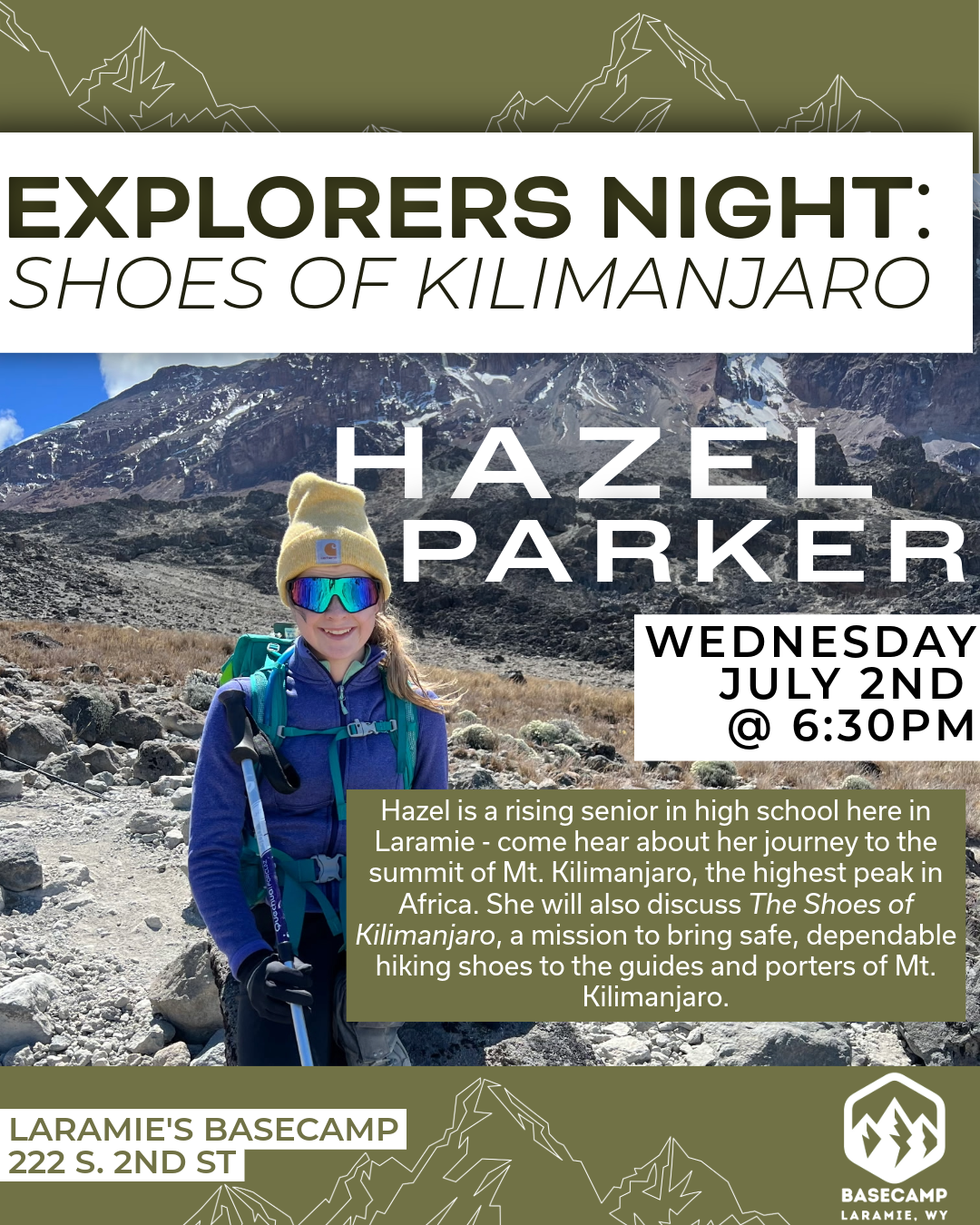 Laramie's Basecamp Presents Explorers Night: Shoes of Kilimanjaro - Hazel Parker