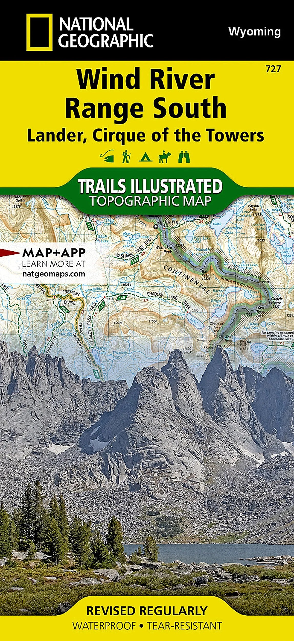 Wind River Range South Map [Lander, Cirque of the Towers]