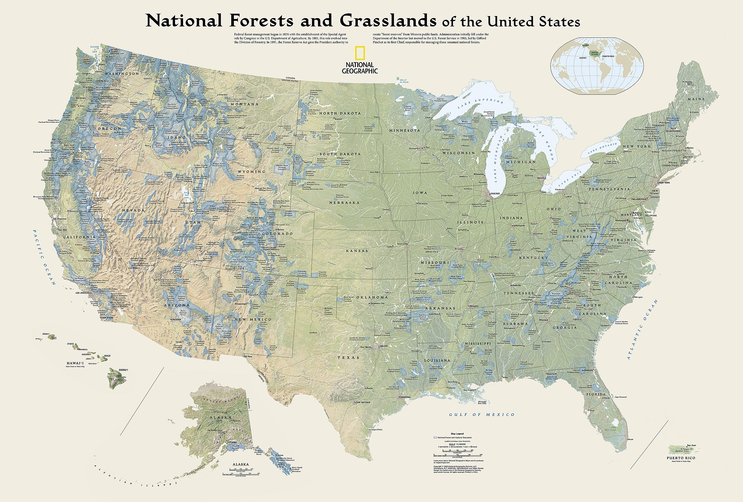 National Forests and Grasslands of the United States Map