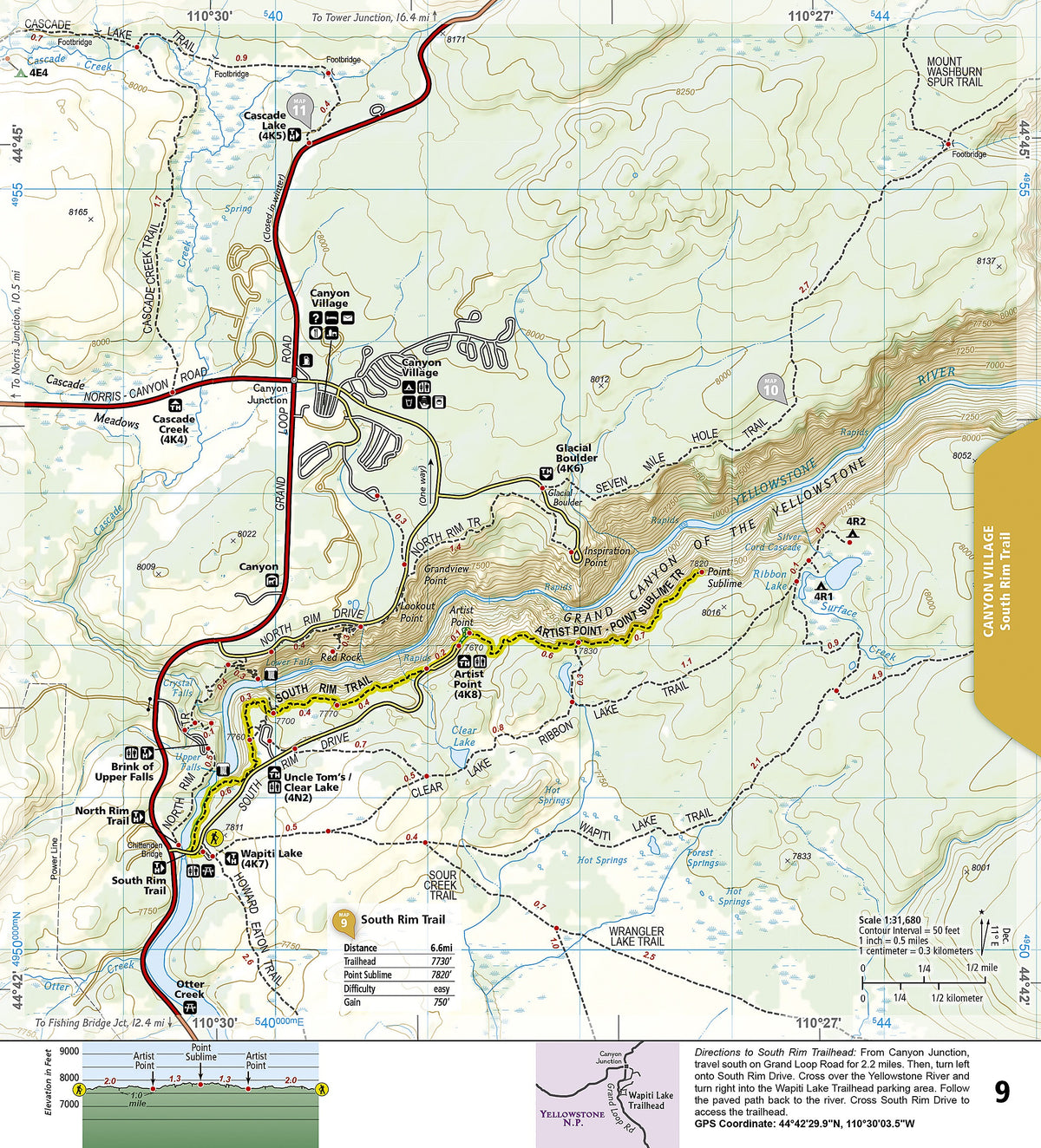 Yellowstone National Park Day Hikes Map
