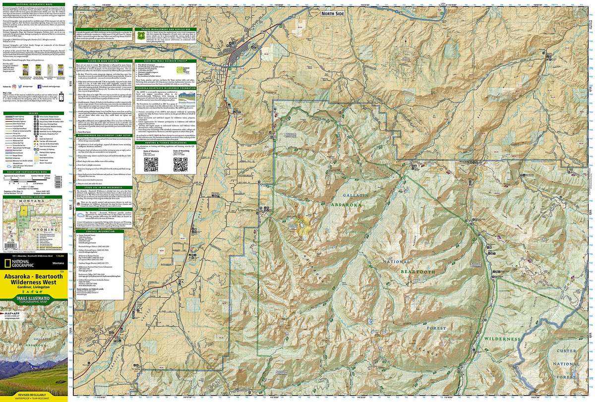 Absaroka-Beartooth Wilderness West Map [Gardiner, Livingston]