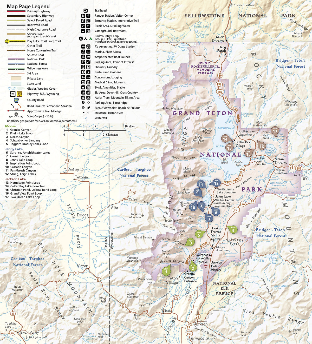 Grand Teton National Park Day Hikes Map
