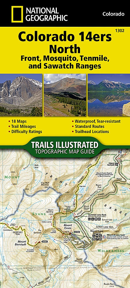 Colorado 14ers North Map [Sawatch, Mosquito, and Front Ranges]